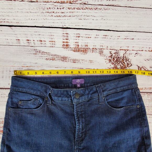 NYDJ Skinny Ankle Jeans 14 Ikat Floral Print Hem In Indigo Dark Wash Boho Casual - Picture 11 of 15